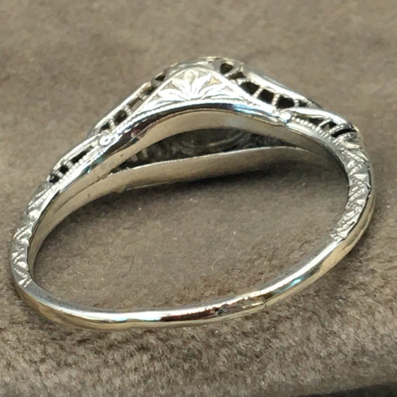 14k white gold filigree ring - Picture 9 of 15